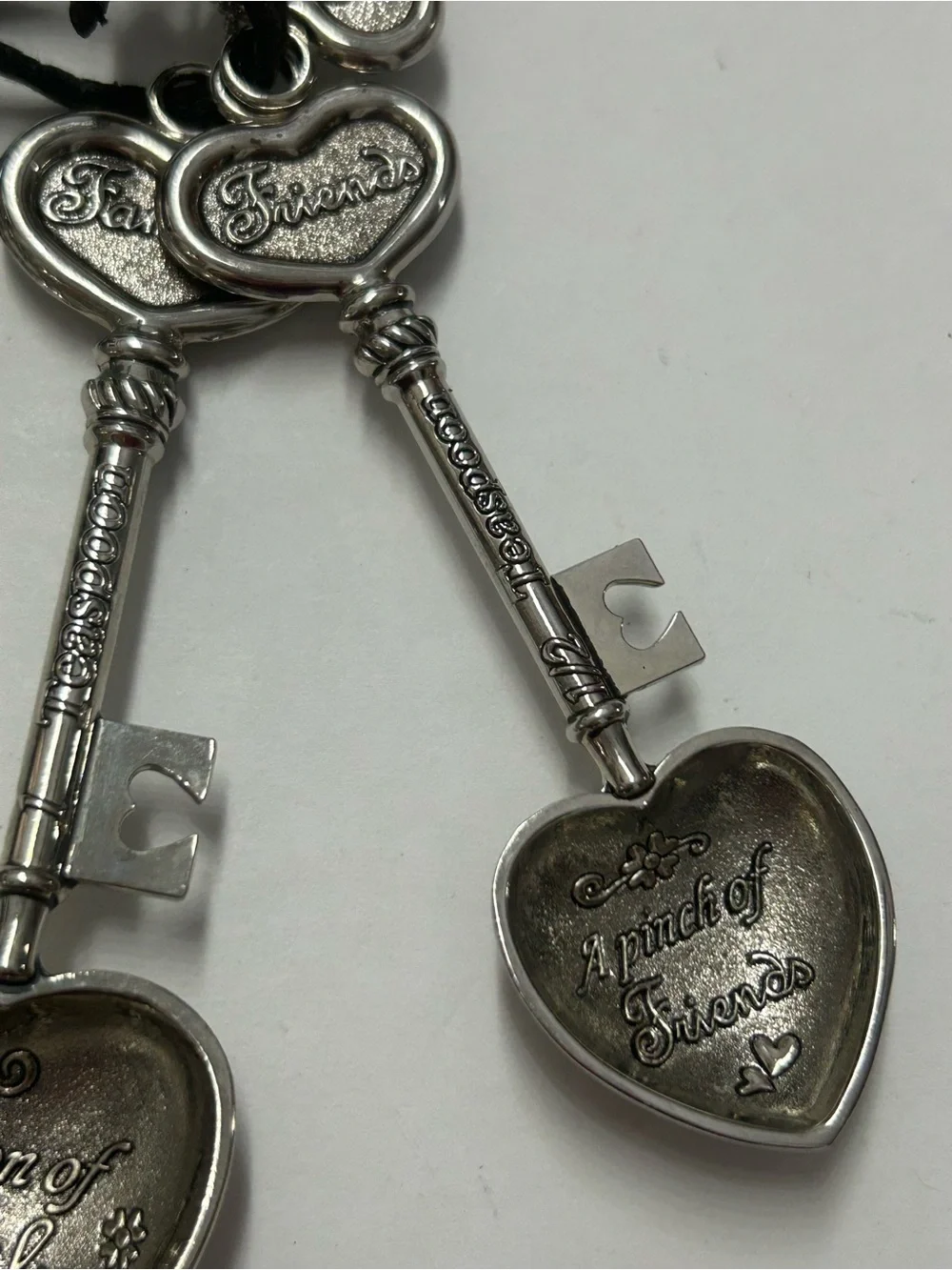 GANZ Heart Key Measuring Spoon Set Keys To Love 4 PC Metal Silver Tone